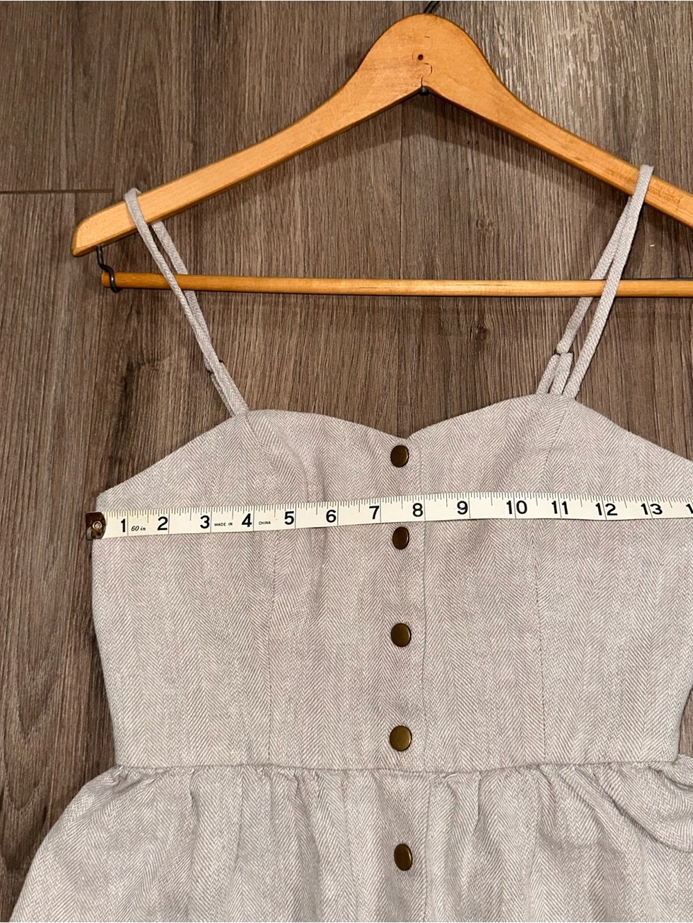 Dress Linen Cotton Mini  Herringbone Boho Festival Cottagecore Light Academia - Picture 5 of 7